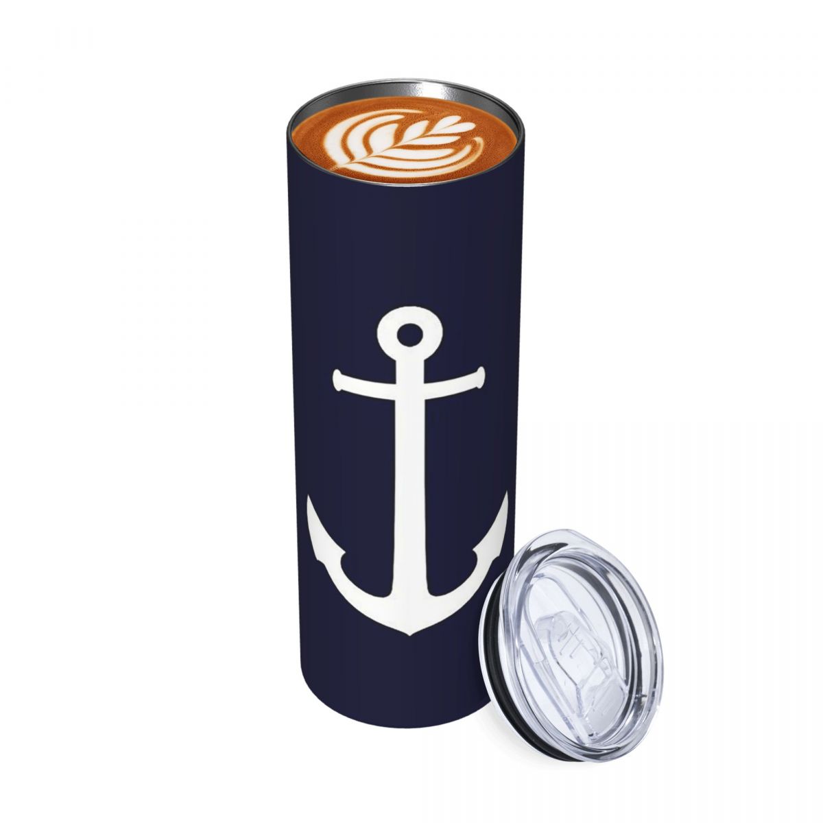 Tumbler 20Oz White - Белый якорь на темно-синей основе, термокружка
