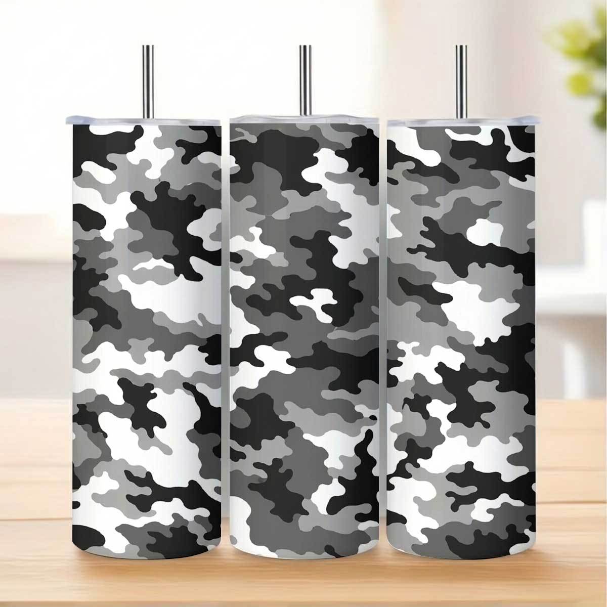 Tumbler 20Oz White - 1 шт. 20 унций, серо-черно-белый камуфляжный